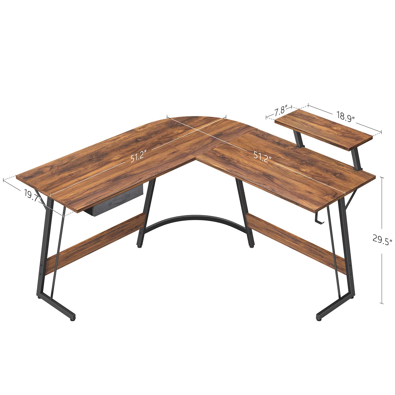 CubiCubi L-Shaped Space-Saving Computer Corner Desk