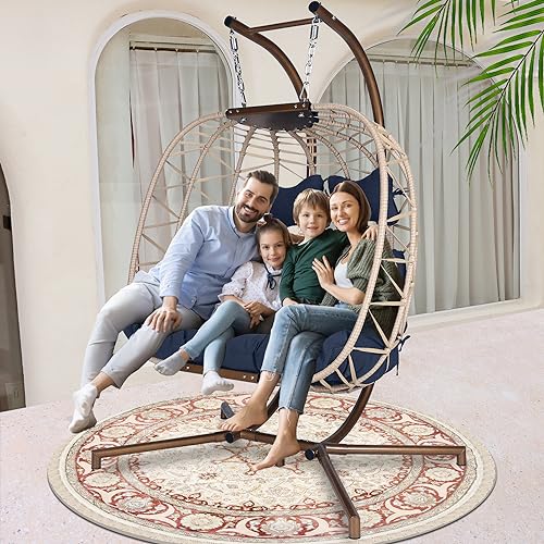 NICESOUL Wicker Rattan Hanging Swing Egg Chair with Stand