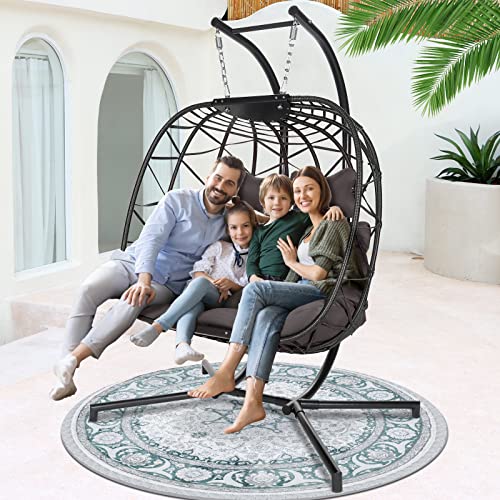 NICESOUL Wicker Rattan Hanging Swing Egg Chair with Stand