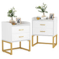 Tribesigns Modern White and Gold Nightstand Set (Set of 2)