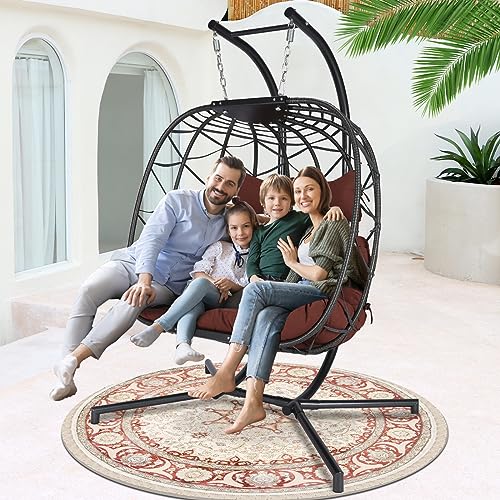 NICESOUL Wicker Rattan Hanging Swing Egg Chair with Stand