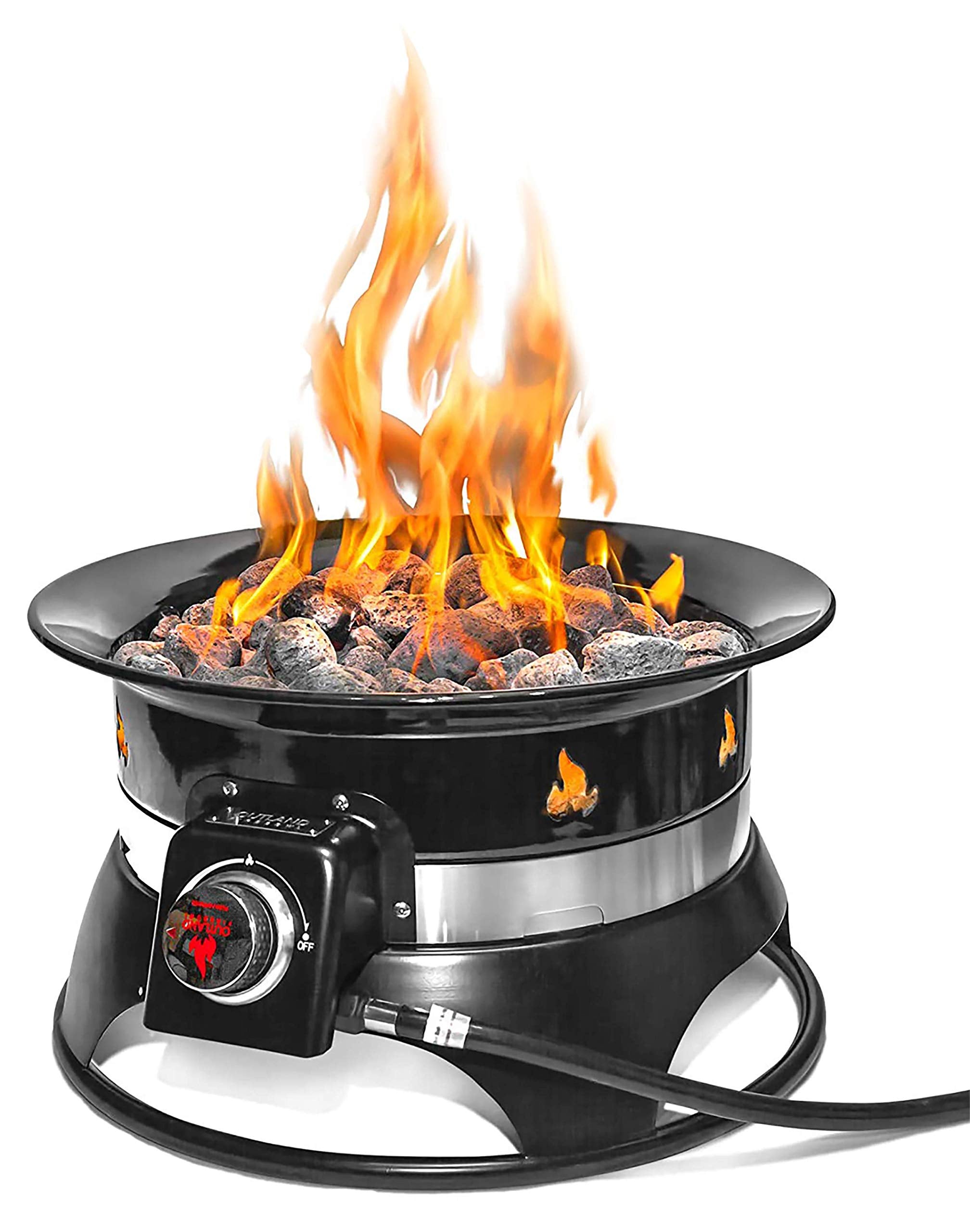 Outland Living 870 Premium Auto-Ignition Smokeless Outdoor Portable Propane Fire Pit with Cover &amp; Carry Kit, 19-inch 58,000 BTU, Black