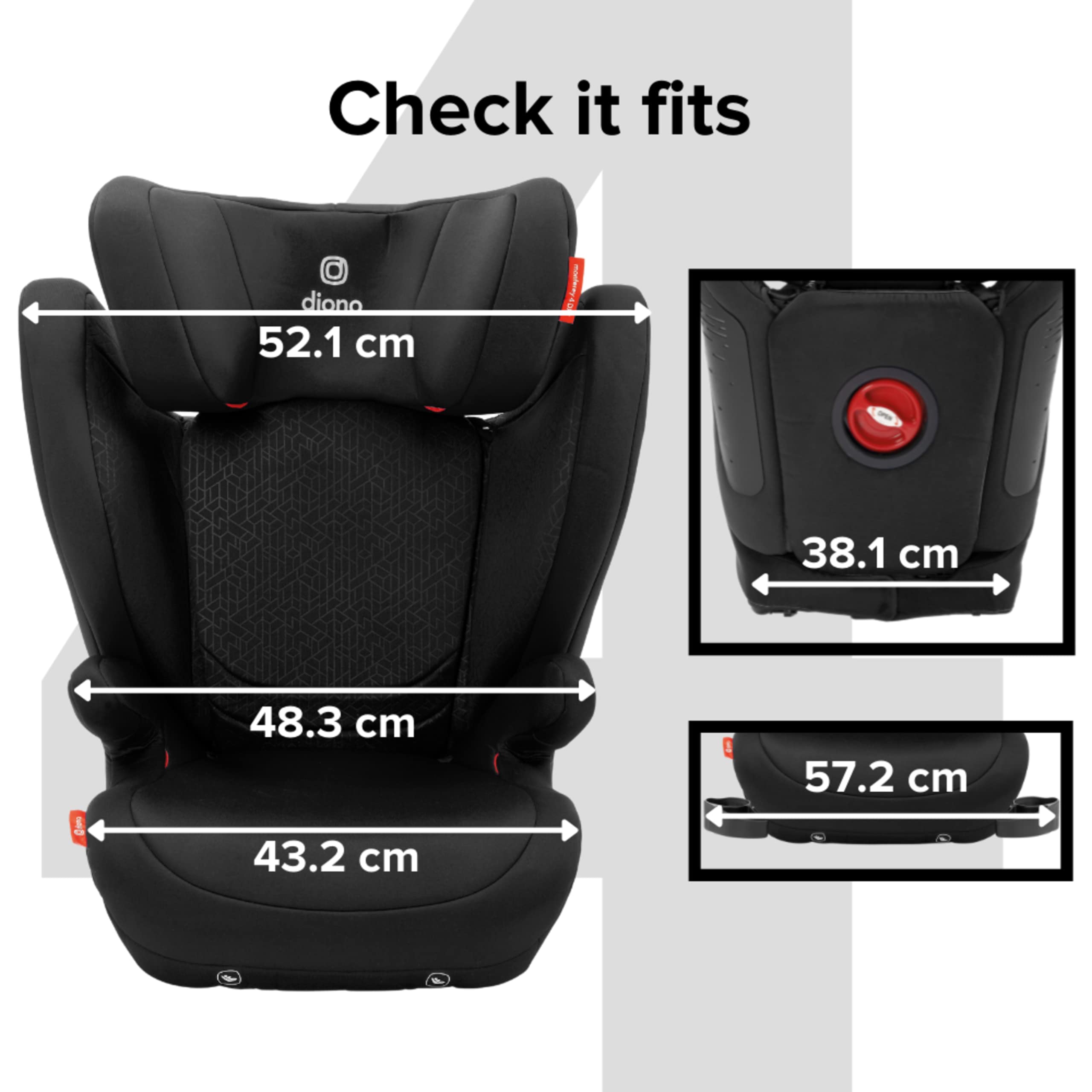 Diono Monterey 4DXT 2-in-1 Booster Car Seat, Black