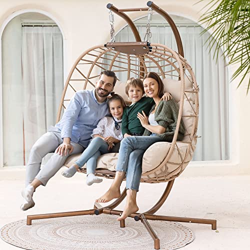 NICESOUL Wicker Rattan Hanging Swing Egg Chair with Stand