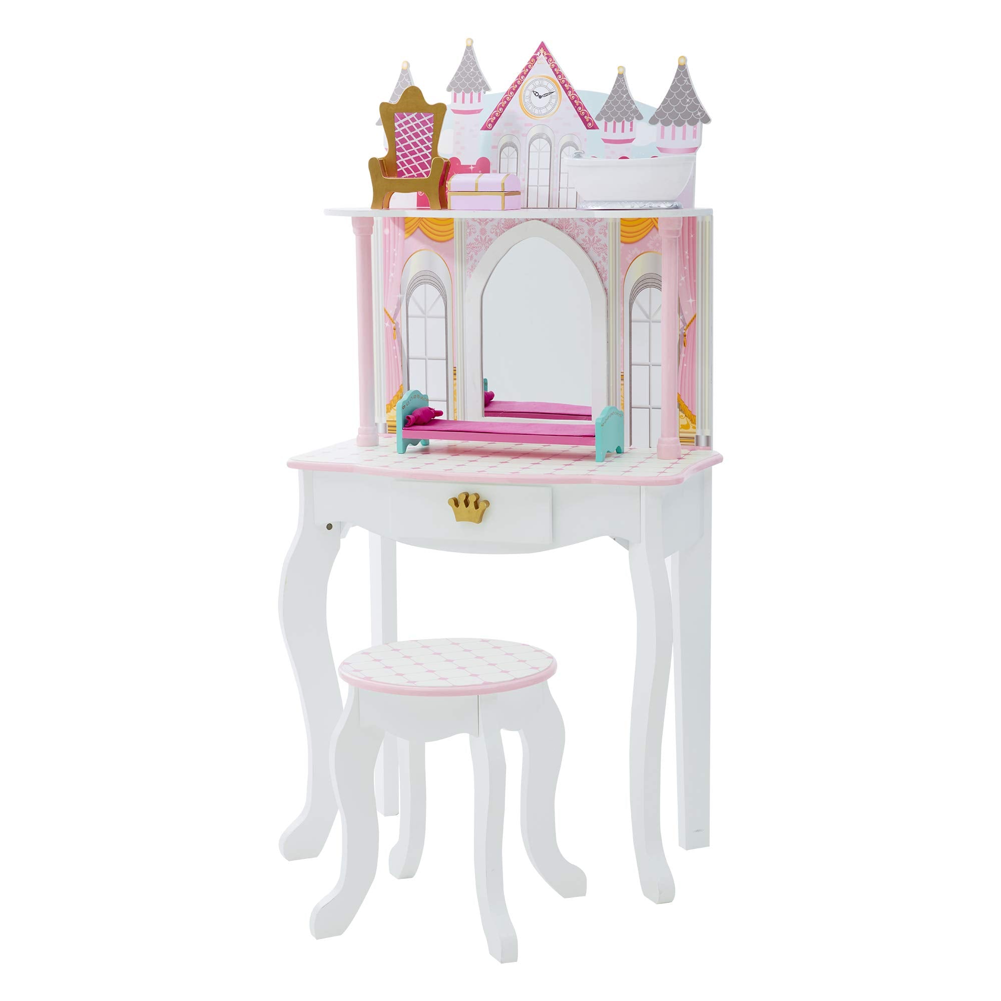 Teamson Kids Dreamland Castle Vanity Table and Stool Set