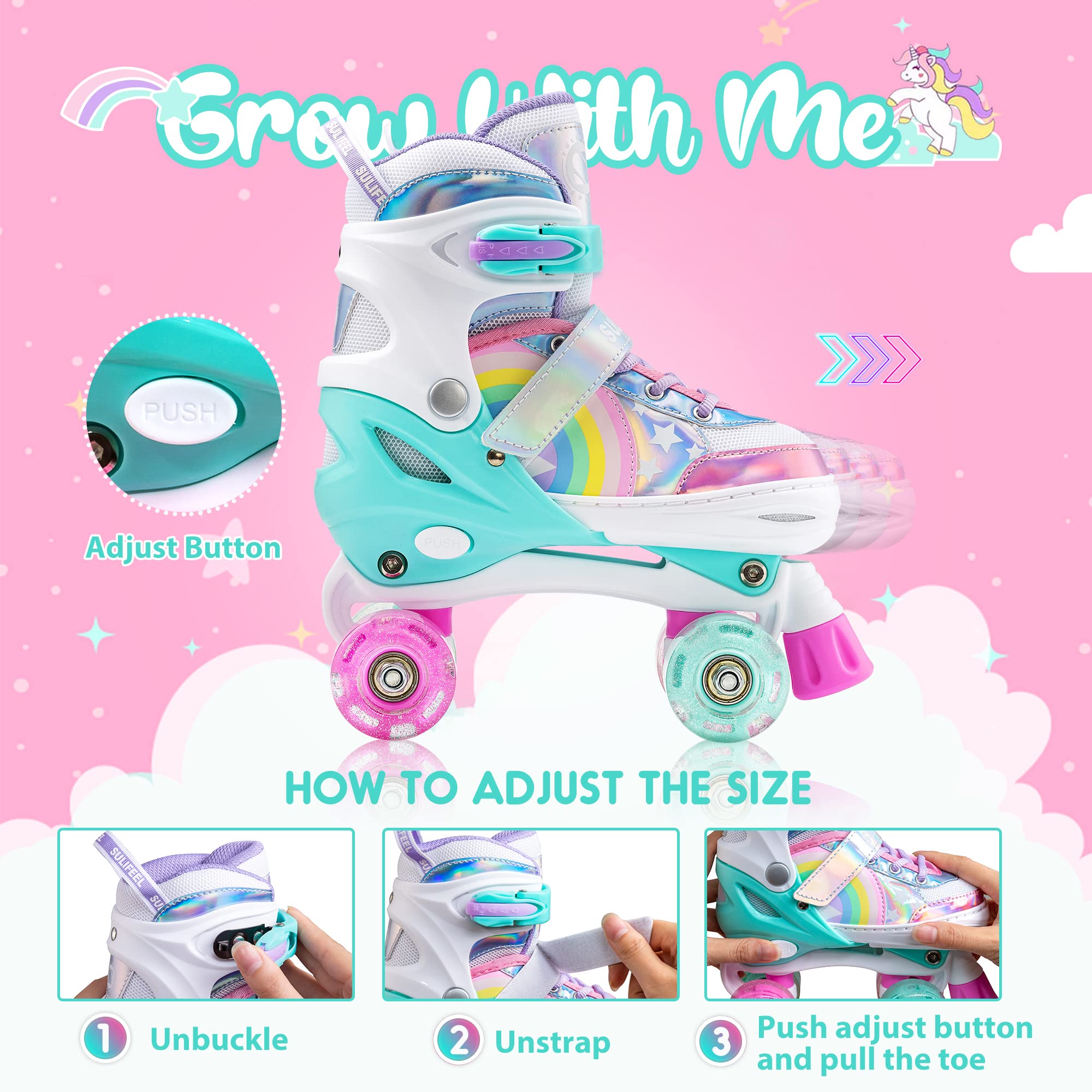 SULIFEEL Rainbow Unicorn Adjustable Roller