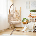 NICESOUL Wicker Rattan Hanging Swing Egg Chair with Stand