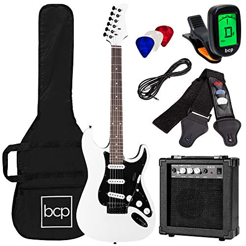 Best Choice Products 39in Full Size Beginner Electric Guitar Starter Kit w/Case, Strap, 10W Amp, Strings, Pick, Tremolo Bar - Jet Black