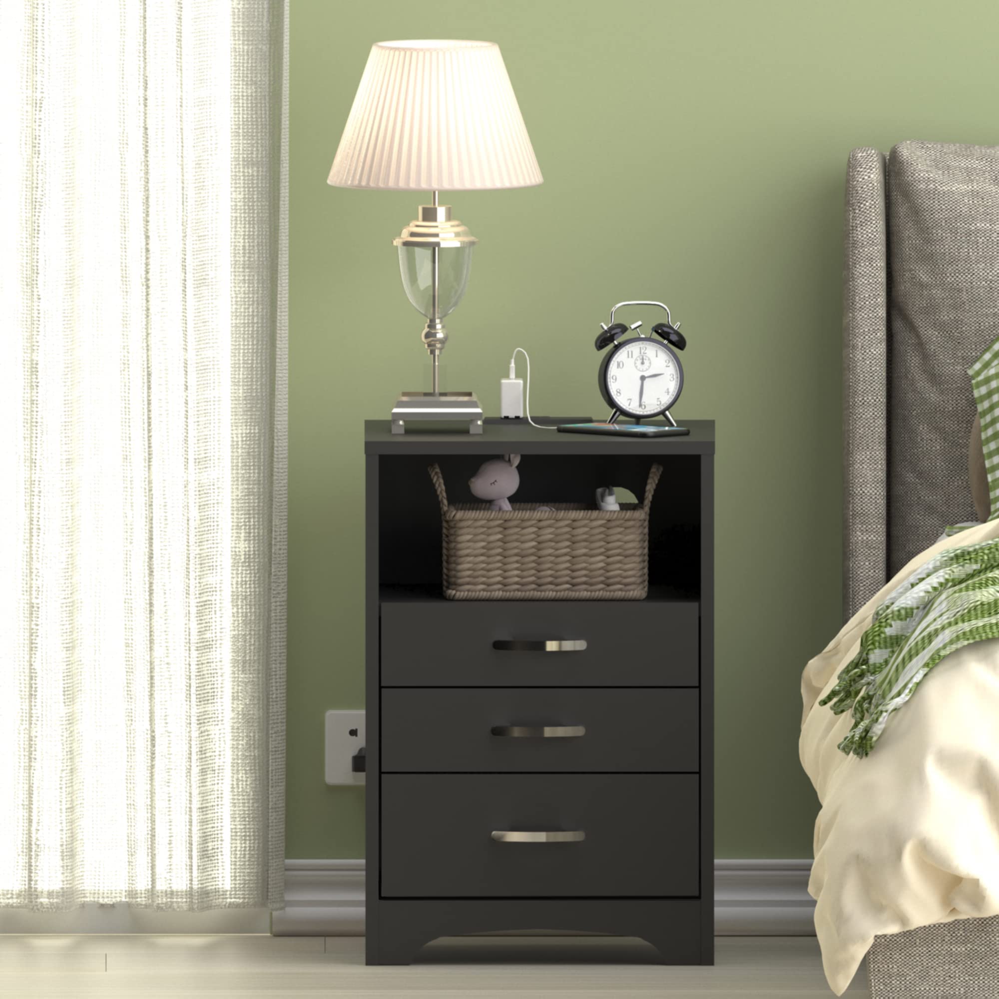 HOSEOKA Nightstand Charging Station Bedside
