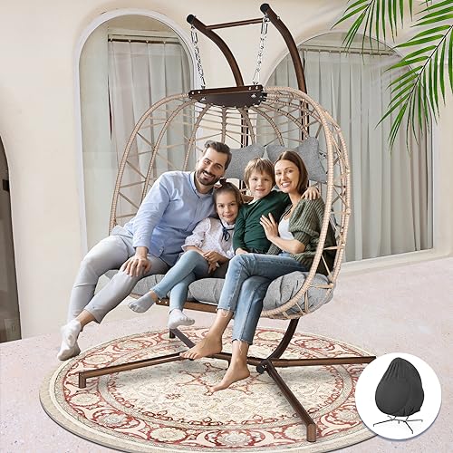 NICESOUL Wicker Rattan Hanging Swing Egg Chair with Stand