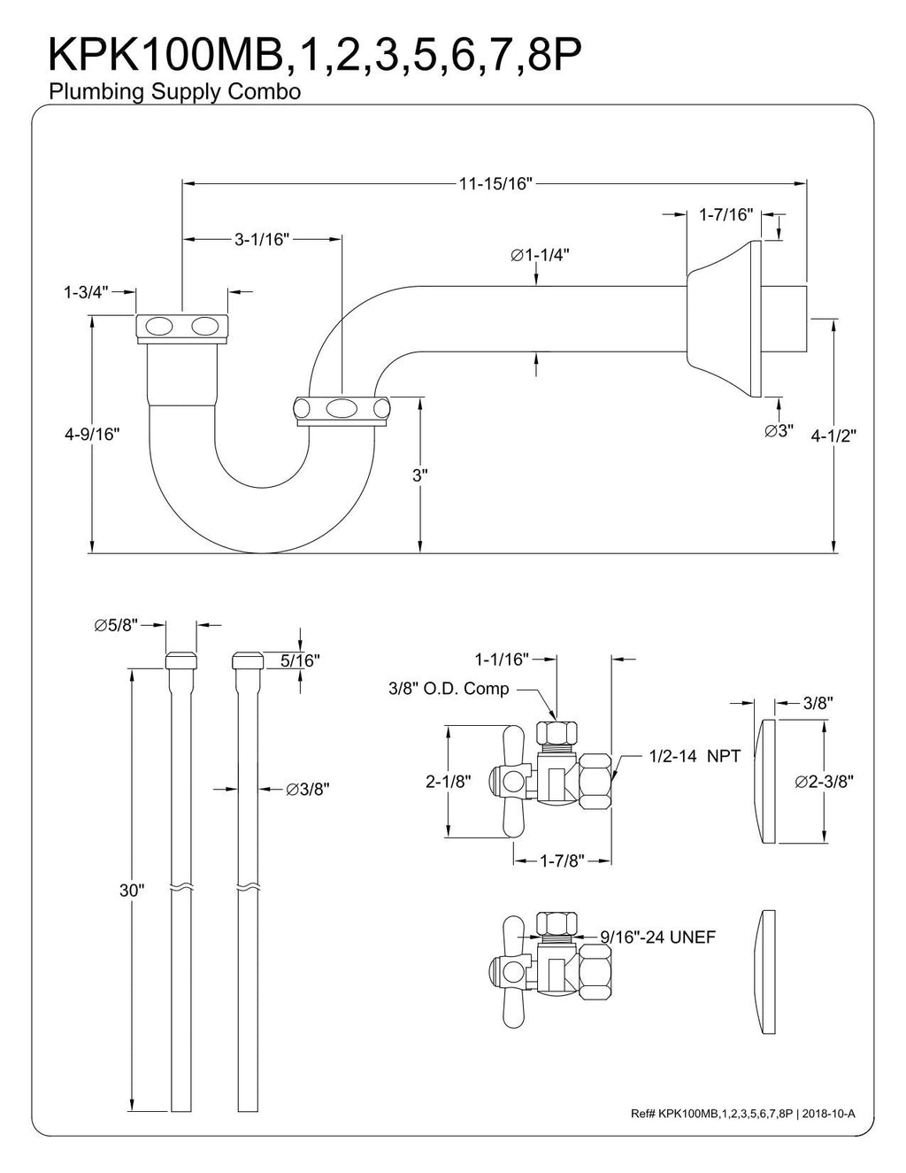 Kingston Brass KPK107P Trimscape Plumbing