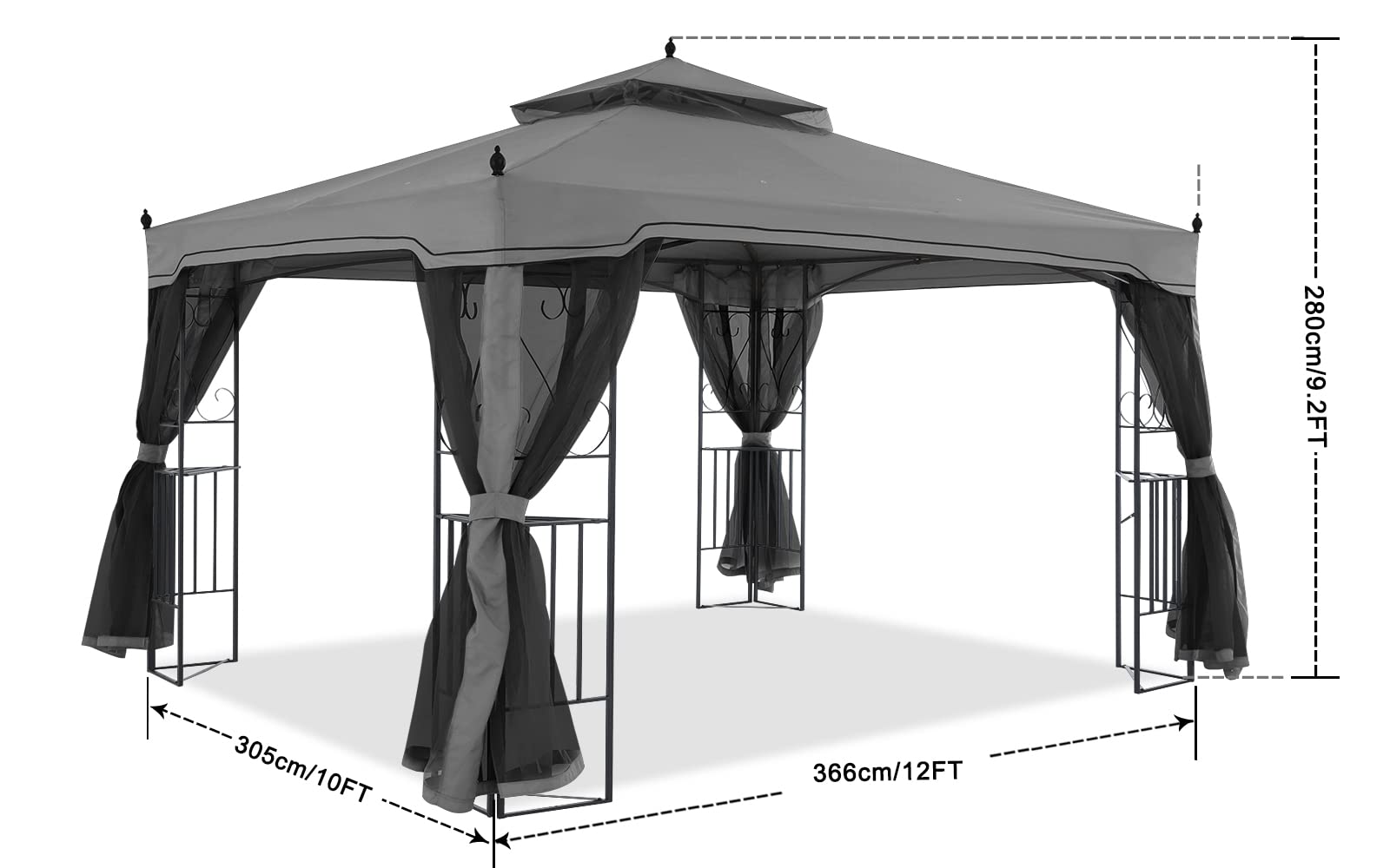 MASTERCANOPY Double-Tiered Mosquito Netting Replacement for Gazebo