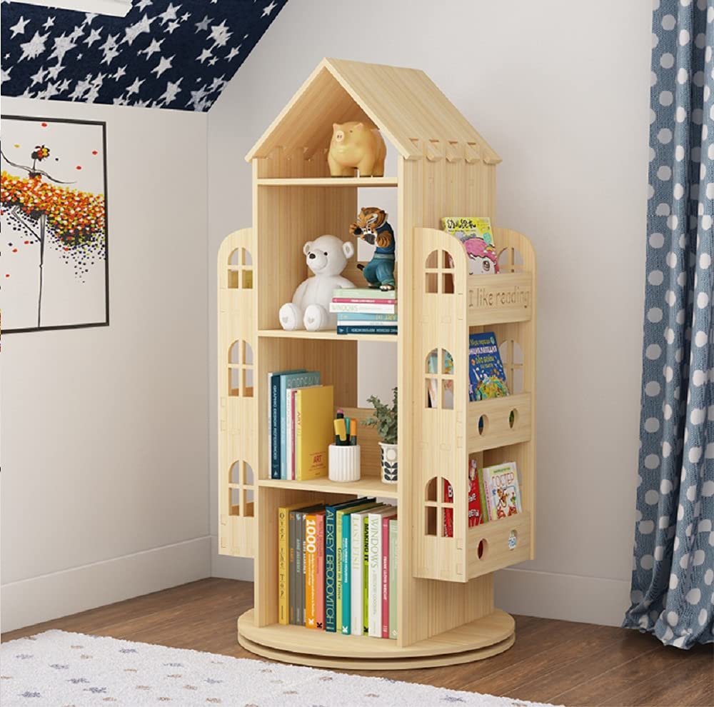 Rotating Bookshelf Standing Childrens Organizer