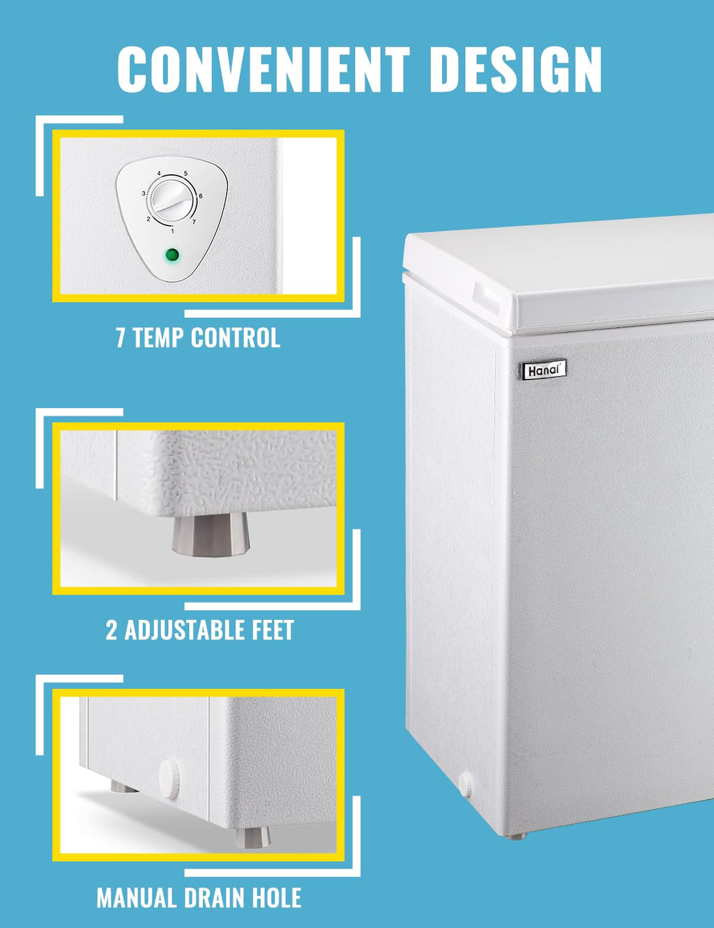 3.5 Cubic Feet Chest Freezer Small Deep Freezers with Removable Storage Basket Free Standing Top Door Compact Freezer 7 Gears Temperature Control for Office Dorm Apartment