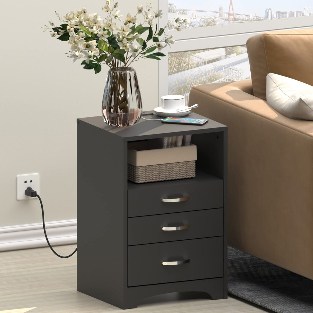 HOSEOKA Nightstand Charging Station Bedside