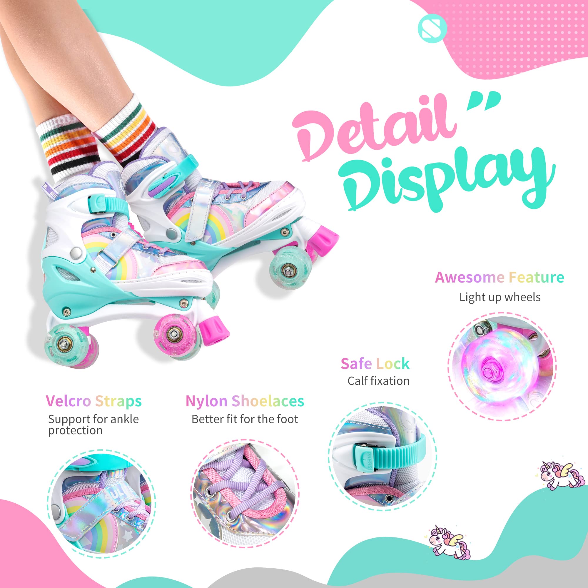 SULIFEEL Rainbow Unicorn Adjustable Roller