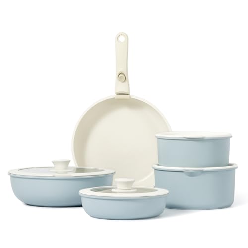 CAROTE 11-Piece Nonstick Cookware Set with Detachable Handle