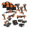 18V SubCompact Brushless Cordless 8-Tool Combo Kit with (2) 2.0 Ah Batteries, 4.0 Ah Battery, Charger, and Bag R96262N