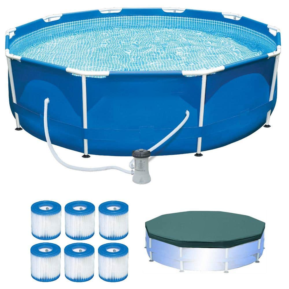 INTEX 10-Foot Round Metal Frame Pool Set with Pump and Filters