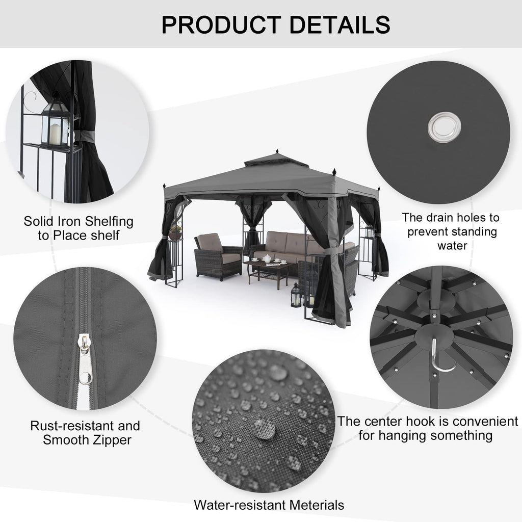 MASTERCANOPY Double-Tiered Mosquito Netting Replacement for Gazebo