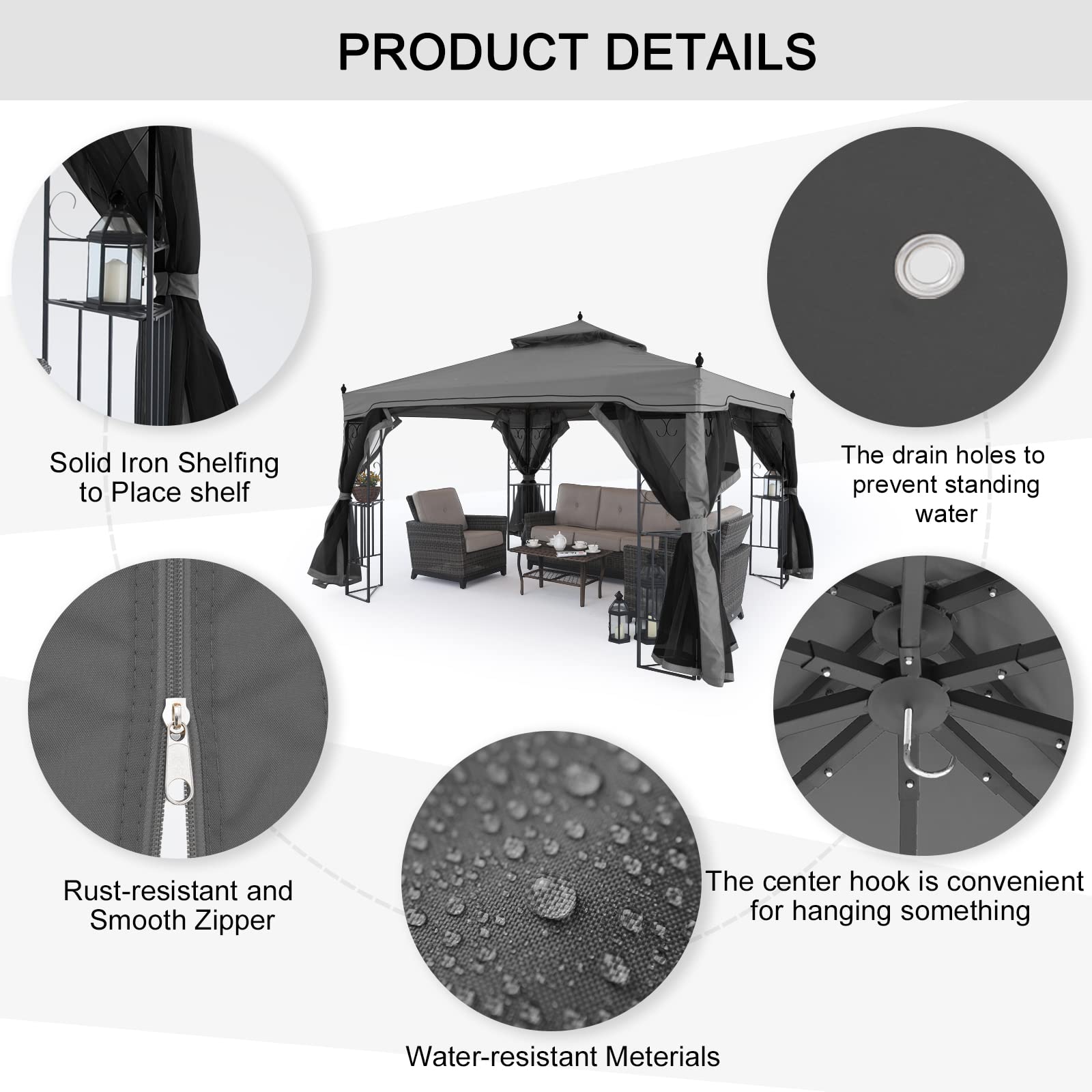 MASTERCANOPY Double-Tiered Mosquito Netting Replacement for Gazebo