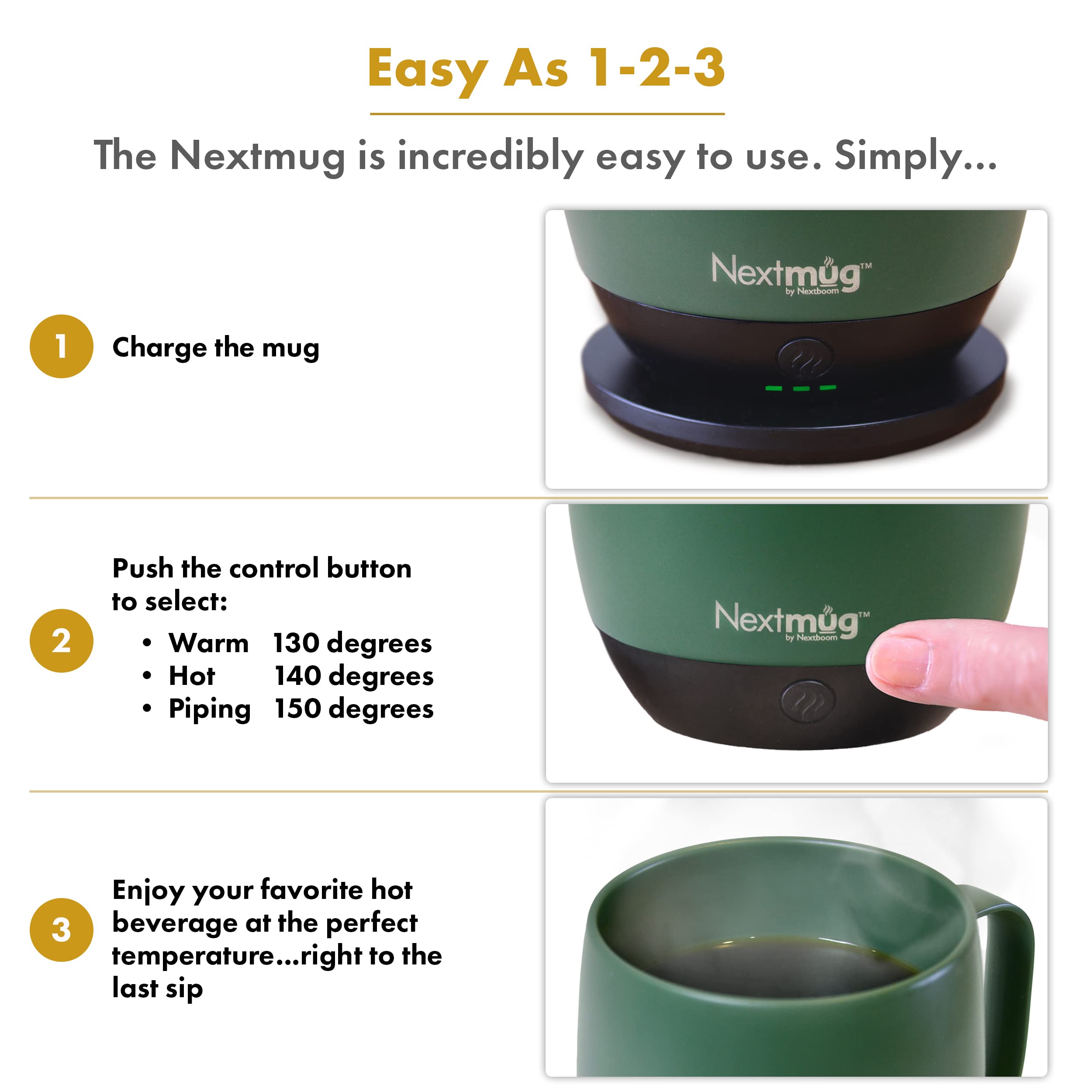 Nextmug Temperature Controlled Self Heating Coffee Sage