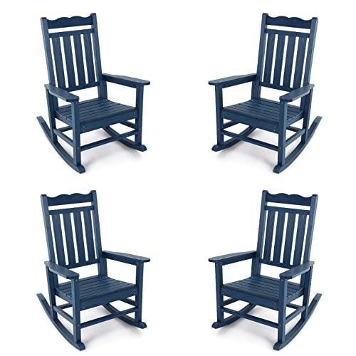 Stoog All-Weather Patio Rocking Chair with 400 lbs Weight Capacity, Oversized Porch Rocker Chair, for Backyard, Fire Pit, Lawn, Garden, Outdoor and Indoor, Black