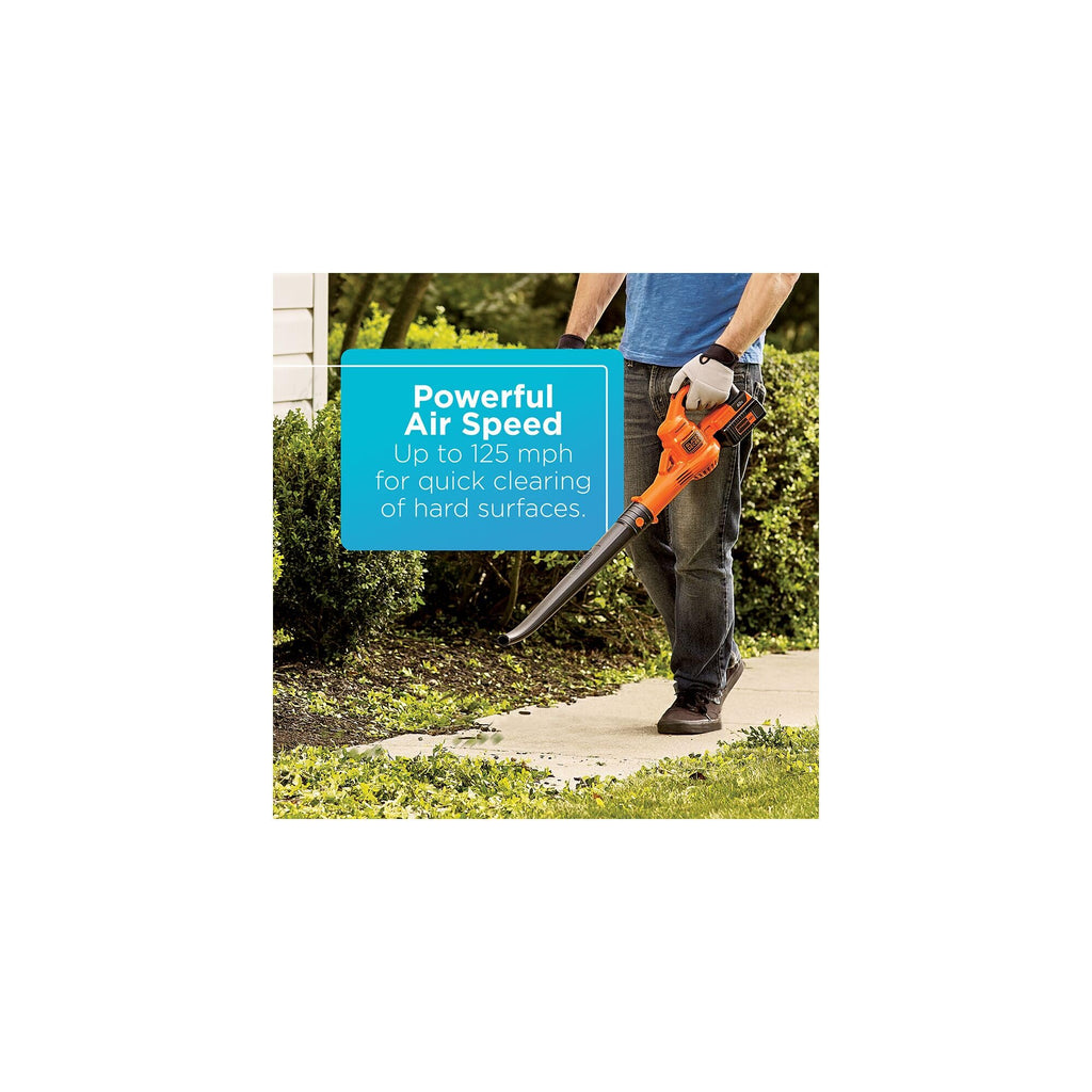BLACK DECKER 40V MAX Cordless Leaf Blower, Lawn Sweeper, 125 mph Air Speed, Lightweight Design, Battery and Charger Included (LSW40C)