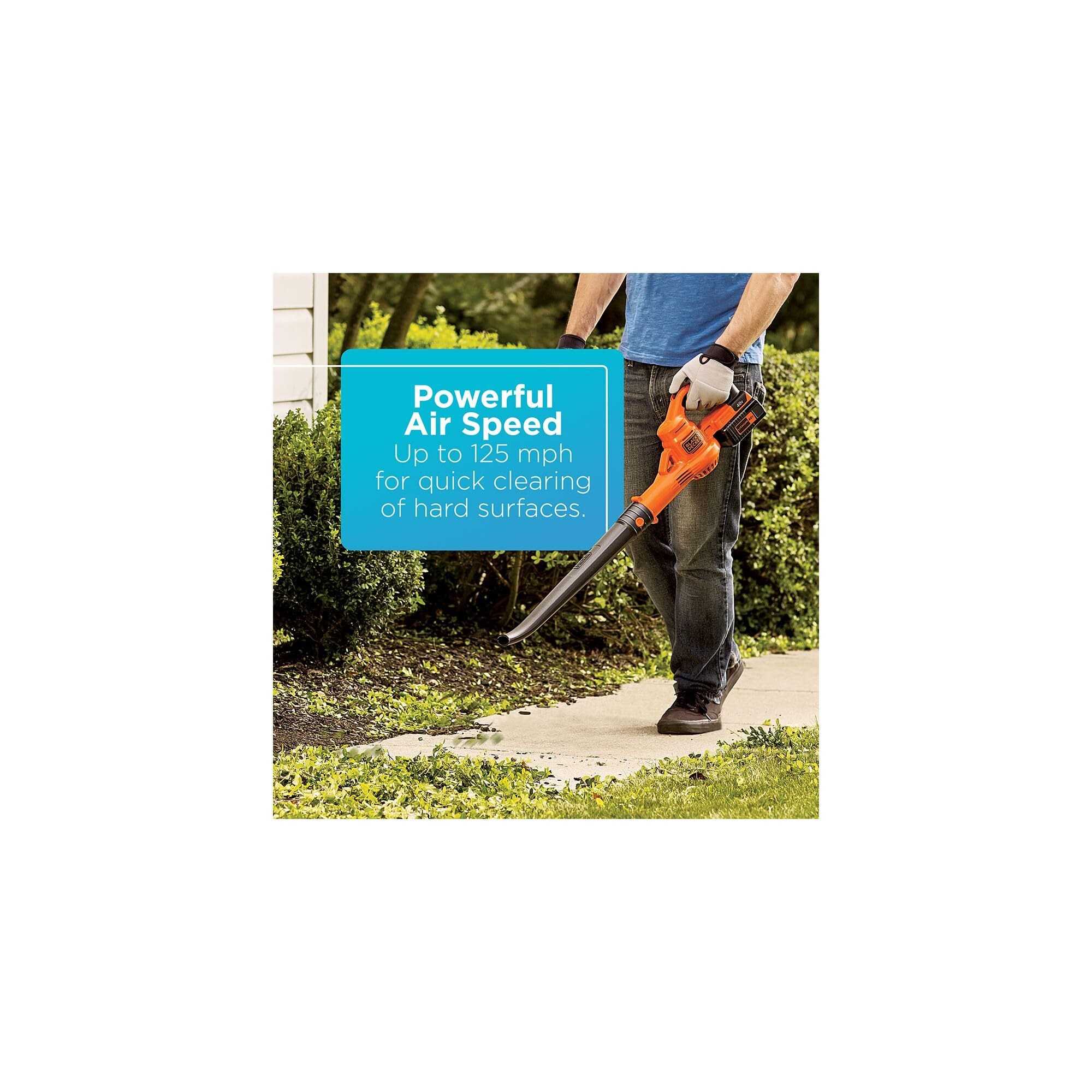 BLACK DECKER 40V MAX Cordless Leaf Blower, Lawn Sweeper, 125 mph Air Speed, Lightweight Design, Battery and Charger Included (LSW40C)