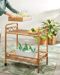 Better Homes and Gardens Willow Sage Steel Wicker Bar Cart, Brown