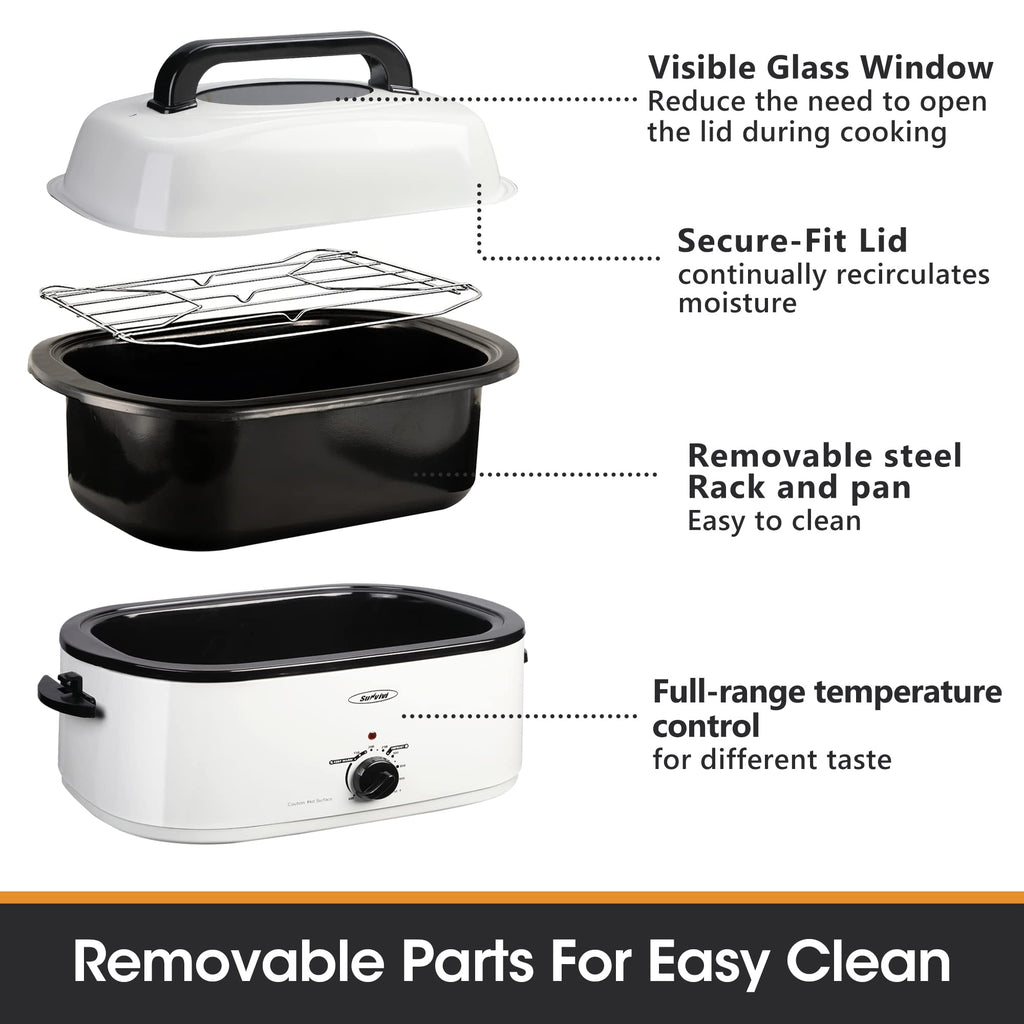 Sunvivi Electric Roaster Oven with Removable Cooking Pan