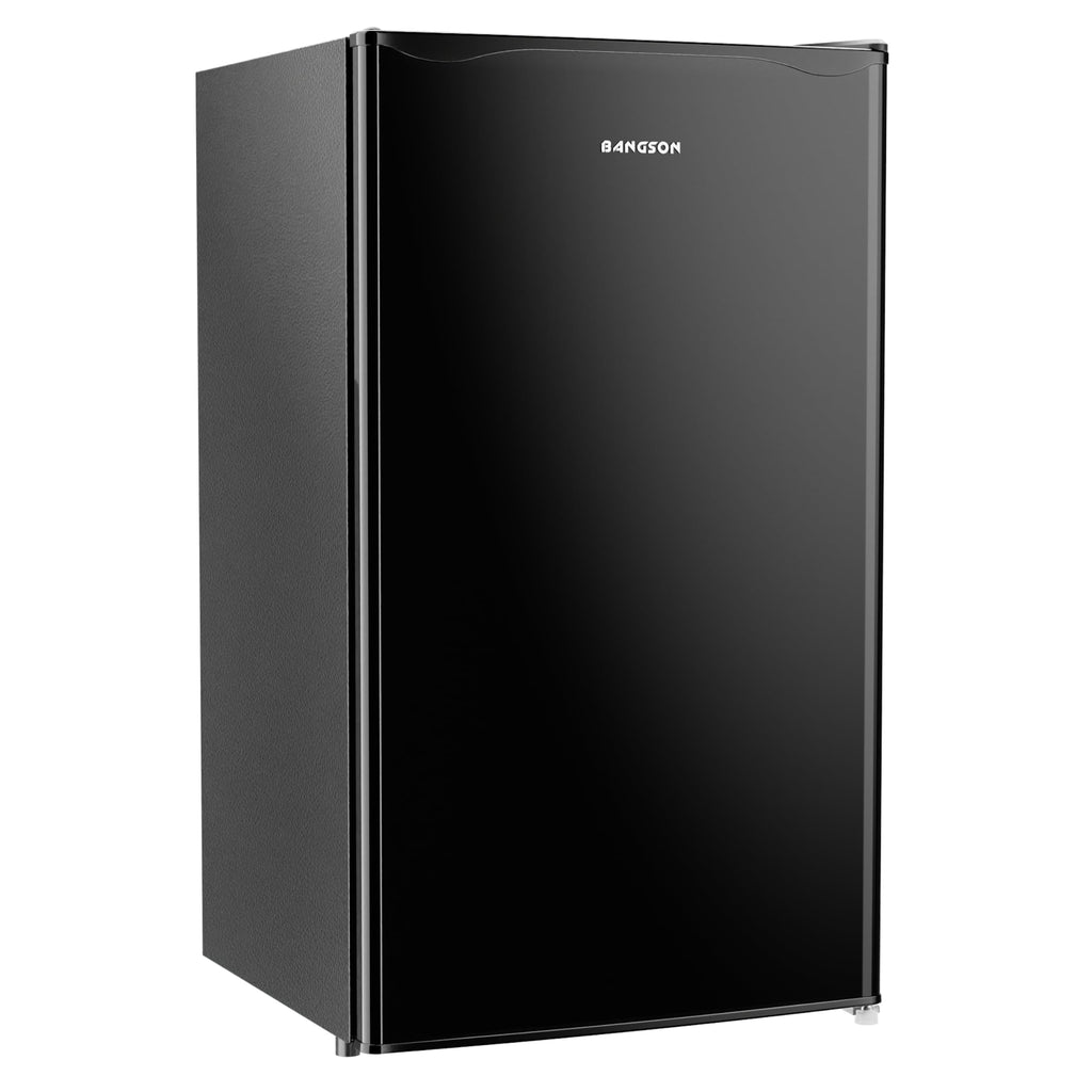 BANGSON Mini Fridge with Freezer, 3.2Cu.Ft, Single Door Small Refrigerator, Energy-efficient, Low Noise, Mini fridge for Bedroom Dorm and Office, Black