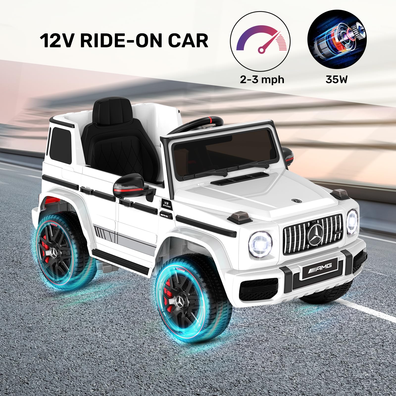 ANPABO Mercedes Benz Adjustable Suspension Kids White