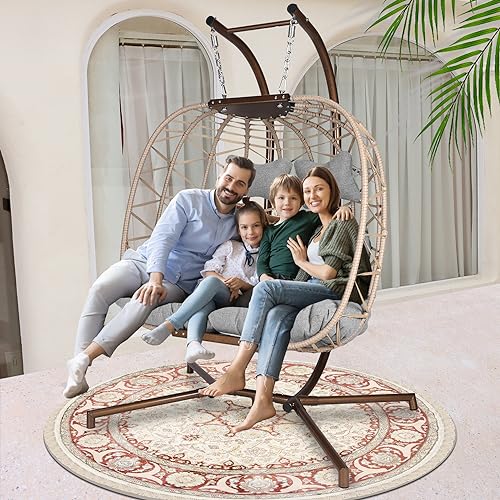 NICESOUL Wicker Rattan Hanging Swing Egg Chair with Stand