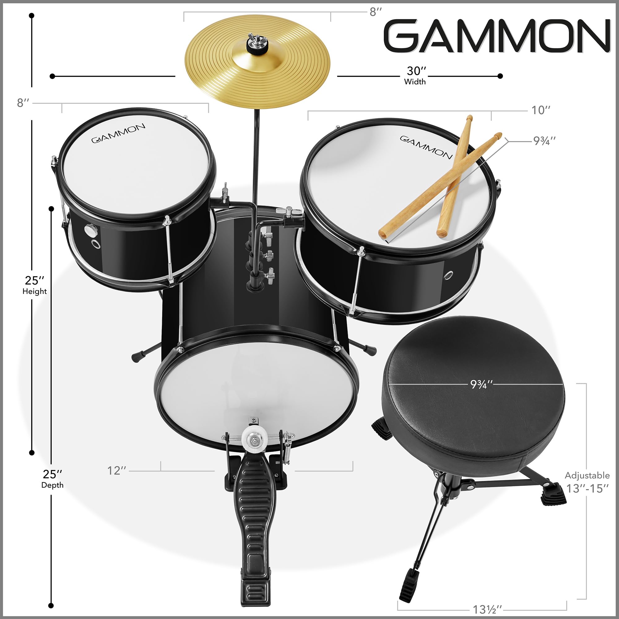 Gammon 3 Piece Junior Drum Set