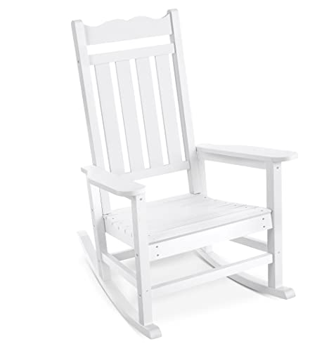 Stoog All-Weather Patio Rocking Chair with 400 lbs Weight Capacity, Oversized Porch Rocker Chair, for Backyard, Fire Pit, Lawn, Garden, Outdoor and Indoor, Black