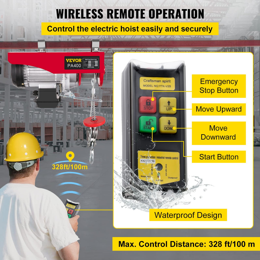 VEVOR 880LBS Electric Wireless Control