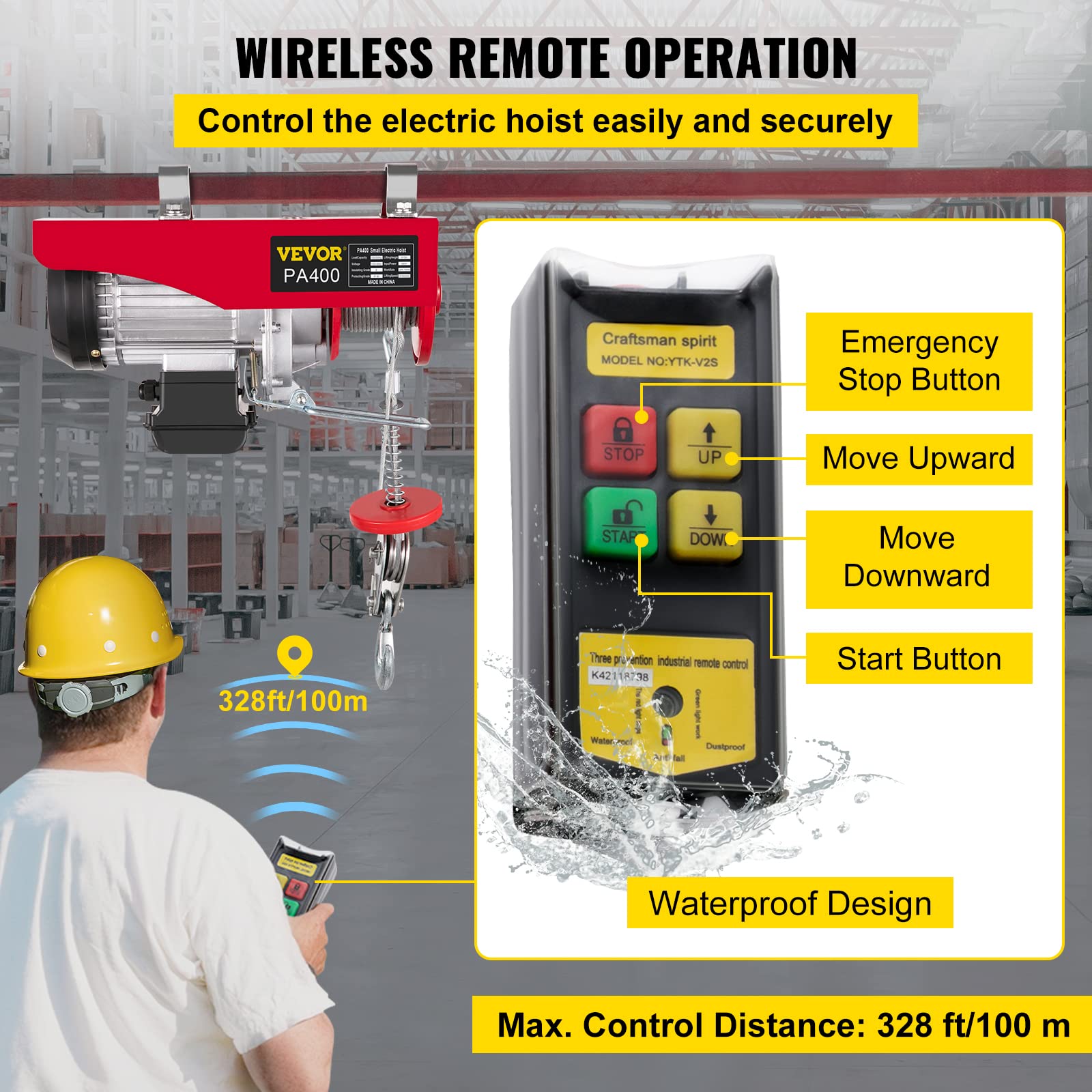 VEVOR 880LBS Electric Wireless Control