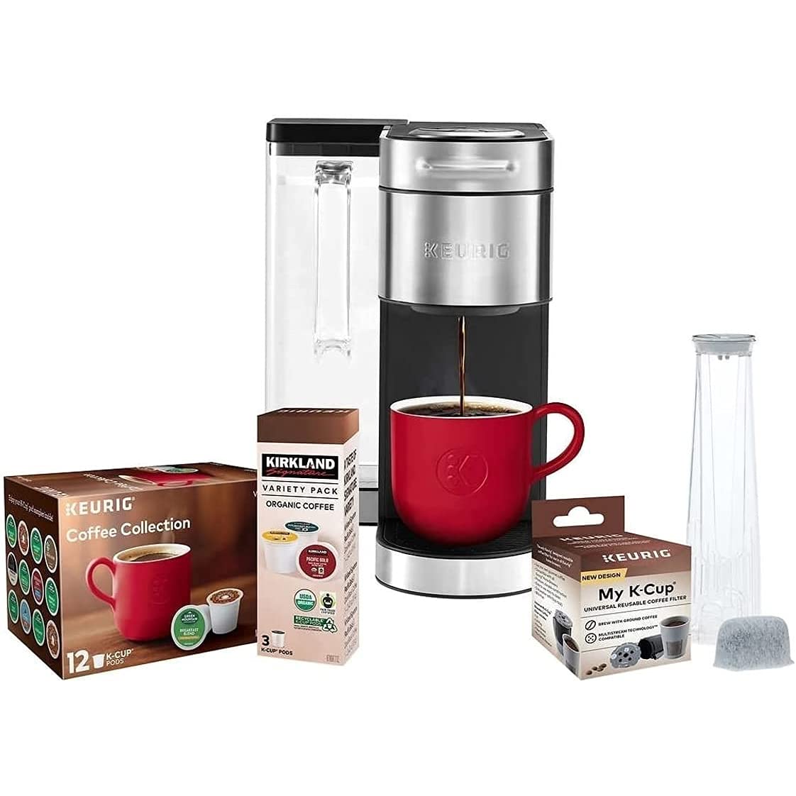 Keurig K-Supreme Plus C Single Serve Coffee Maker with Multi-stream Technology Incudes 15 K-Cup Pods, Water Filter   Handle, My K-Cupu00ae Universal Reusable Coffee Filter