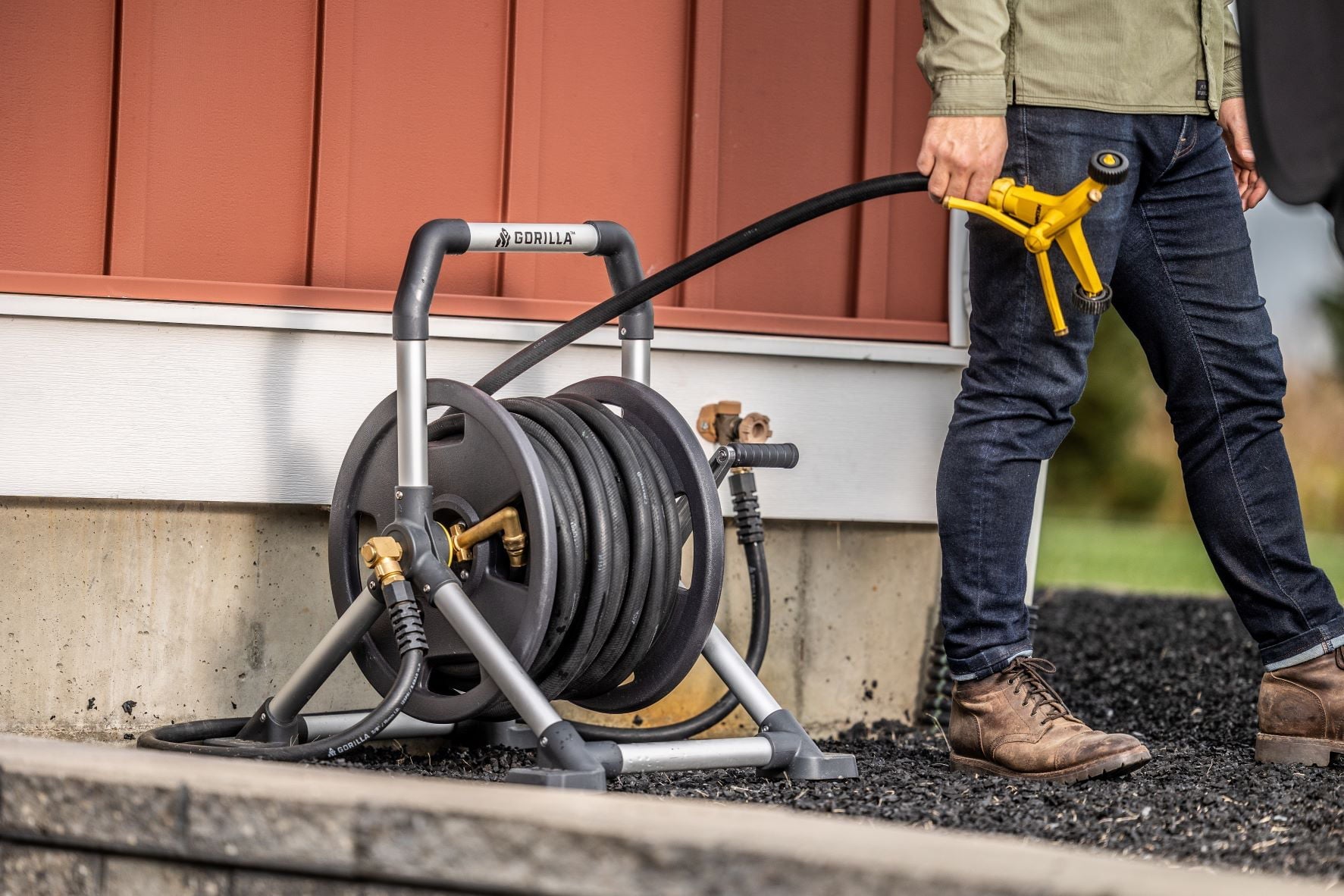 Gorilla 150-Foot Zero-Rust Aluminum Upright Hose Reel