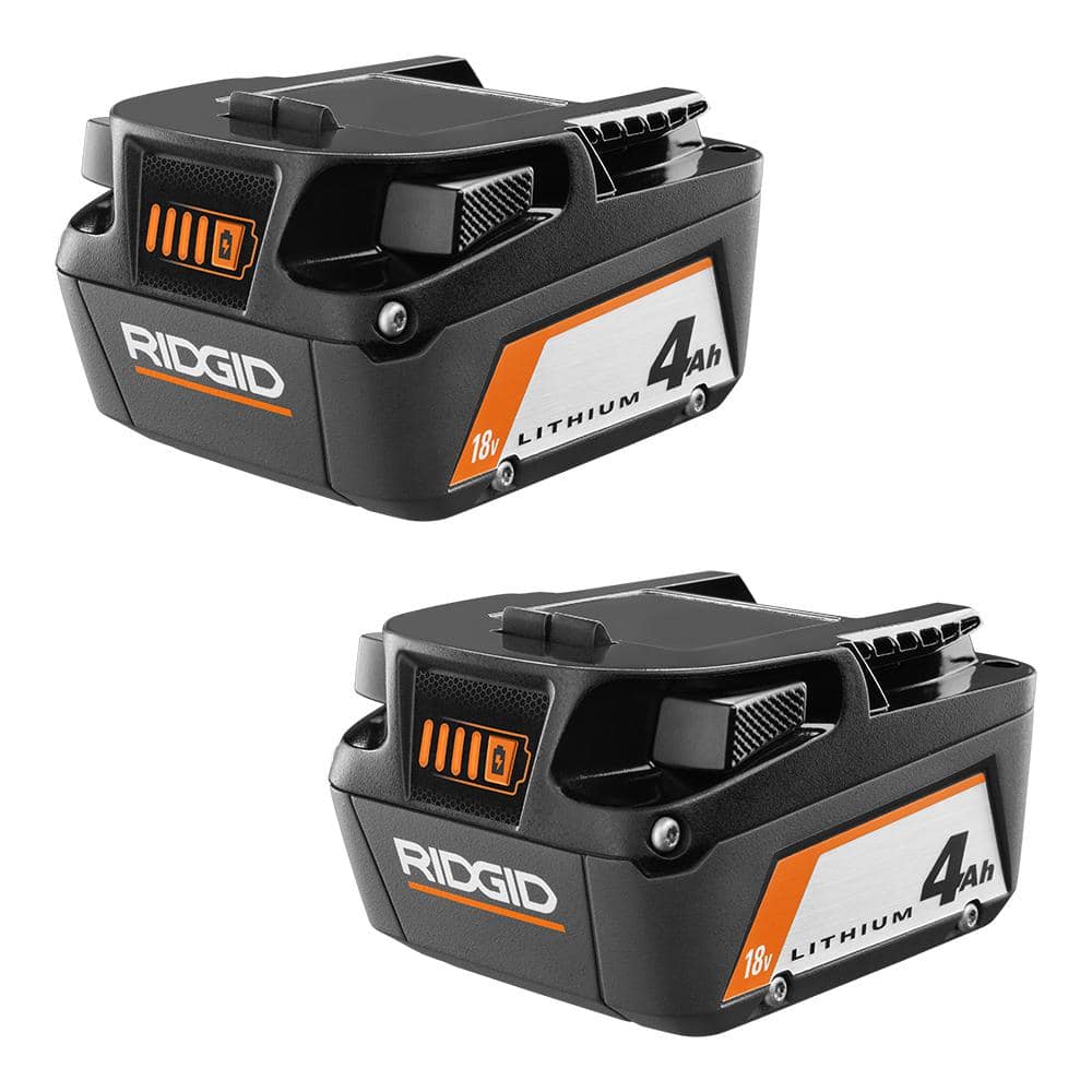 Ridgid 18V Lithium-Ion 4.0Ah Rechargeable Battery Pack (2-Pack)