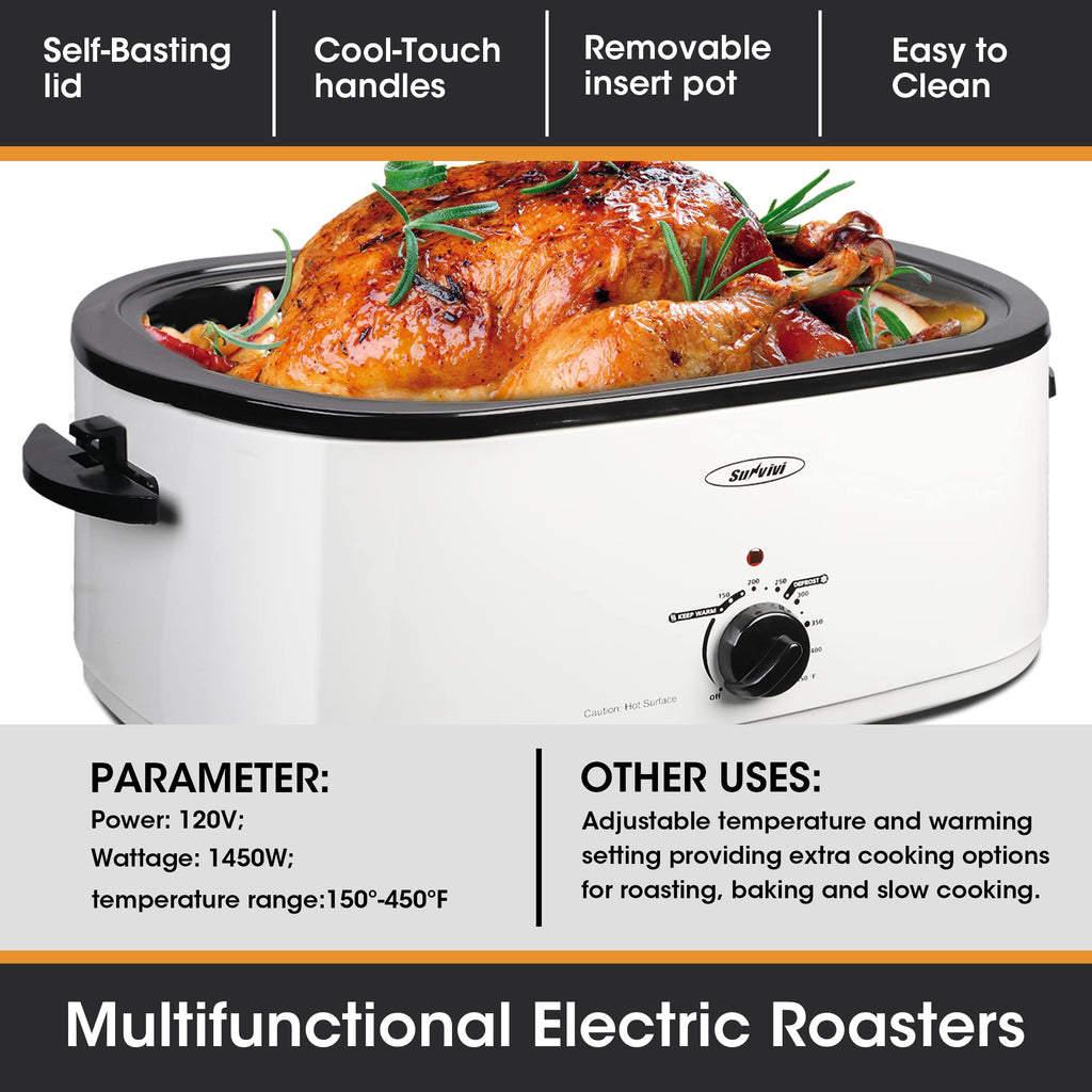 Sunvivi Electric Roaster Oven with Removable Cooking Pan