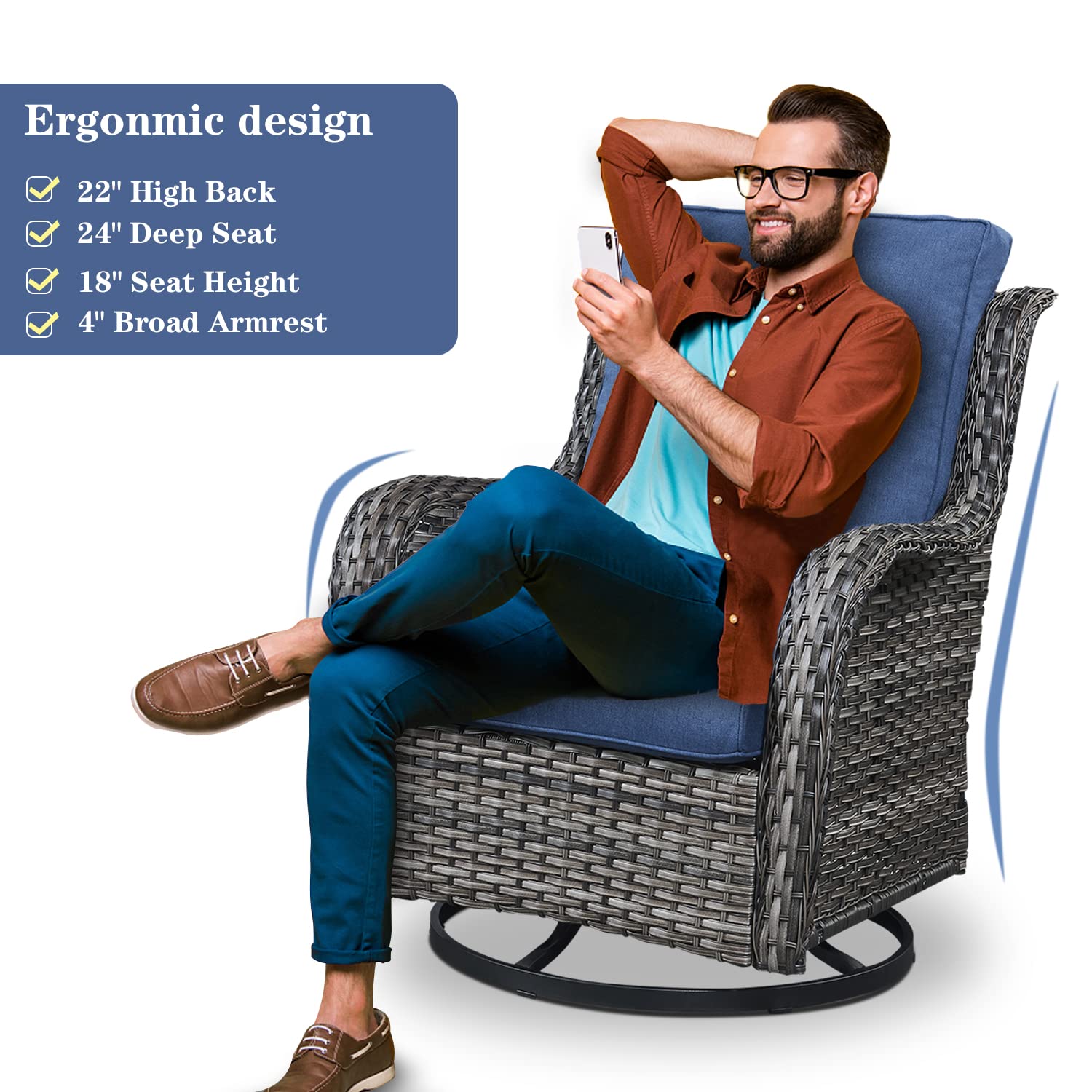 Belord Patio Swivel Rocking Chairs