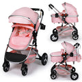 Kinder King 2-in-1 Convertible High-Landscape Baby Stroller (Pink)
