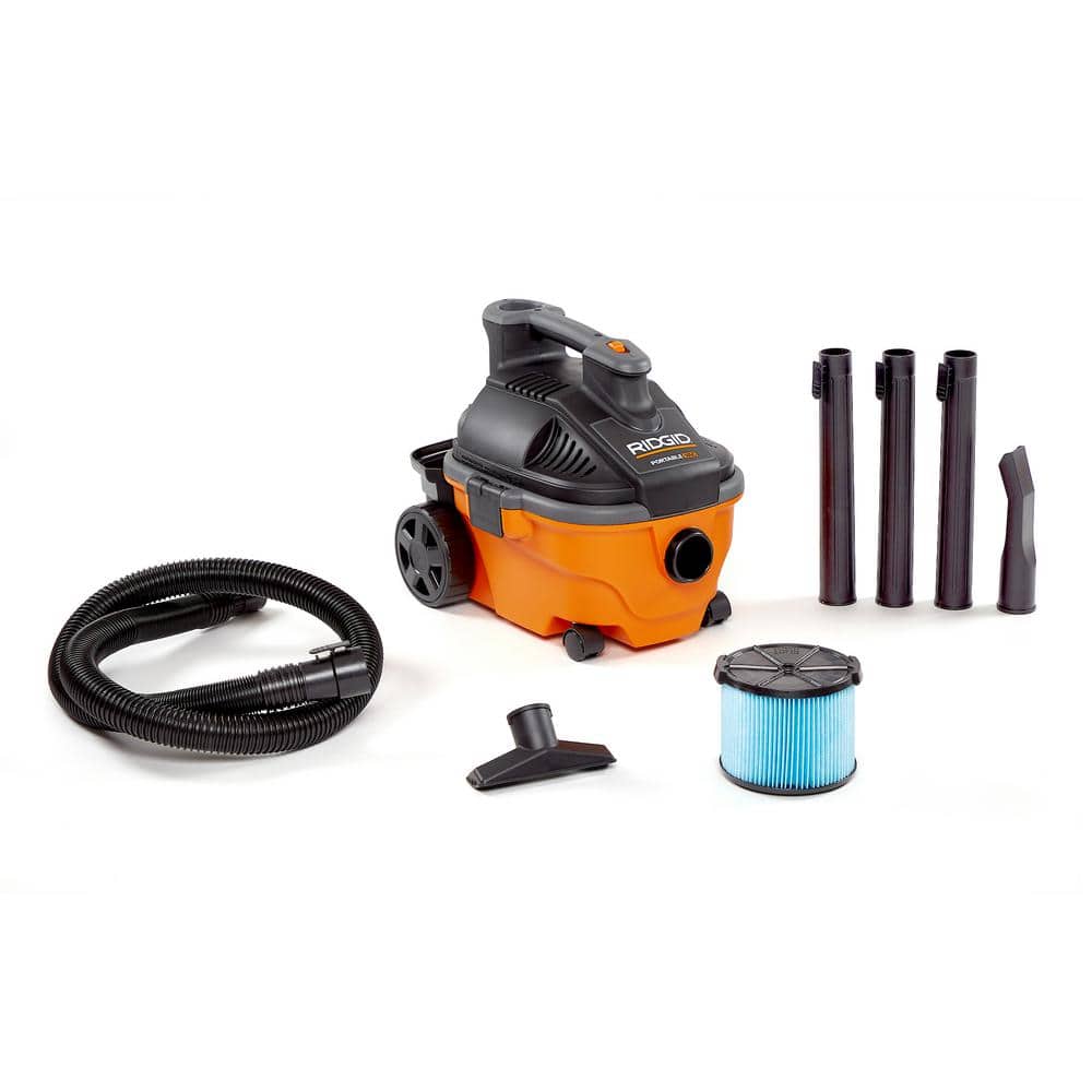 4 Gallon 5.0 Peak HP Portable Wet/Dry Shop Vacuum with Fine Dust Filter, Locking Hose and Accessories WD4070