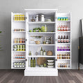 Jehiatek 47u201d Kitchen Pantry Cabinet, White Freestanding Buffet Cupboards Sideboard with Doors &amp; Adjustable Shelves, Kitchen Pantry Storage Cabinet for Kitchen, Living Room and Dinning Room