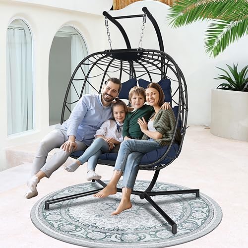 NICESOUL Wicker Rattan Hanging Swing Egg Chair with Stand