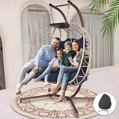 NICESOUL Wicker Rattan Hanging Swing Egg Chair with Stand
