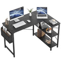 Small L Shaped Computer Desk, Homieasy 47 Inch L-Shaped Corner Desk with Reversible Storage Shelves for Home Office Workstation, Modern Simple Style Writing Desk Table with Storage Bag(Black)