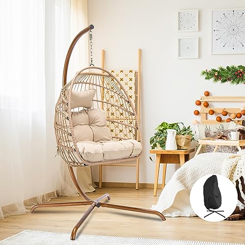 NICESOUL Wicker Rattan Hanging Swing Egg Chair with Stand